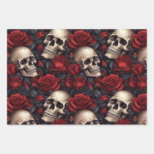 Design der Schädel- und Rose-Serie 10 Geschenkpapier Set (Vorderseite 3)