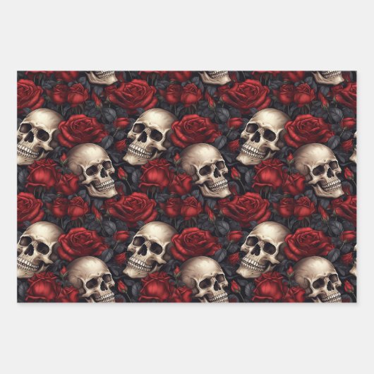 Design der Schädel- und Rose-Serie 10 Geschenkpapier Set (Vorderseite 2)
