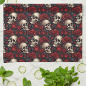Design der Schädel- und Rose-Serie 10 Geschirrtuch (Gefaltet)