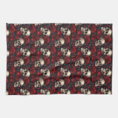 Design der Schädel- und Rose-Serie 10 Geschirrtuch (Horizontal)