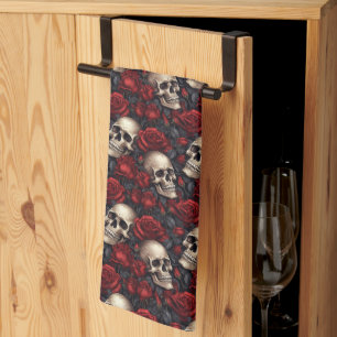 Design der Schädel- und Rose-Serie 10 Geschirrtuch