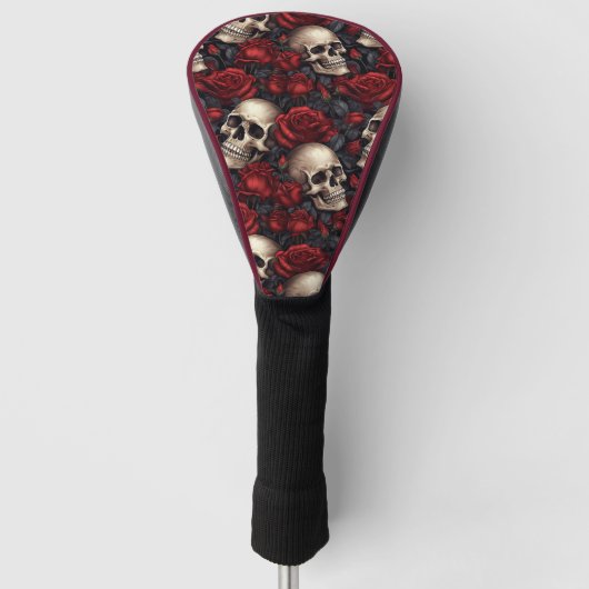 Design der Schädel- und Rose-Serie 10 Golf Headcover (Vorderseite)