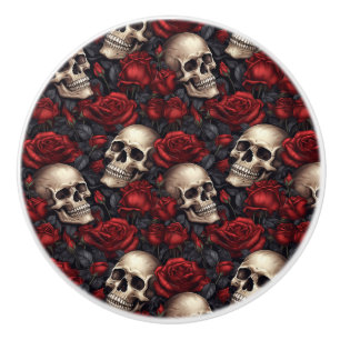 Design der Schädel- und Rose-Serie 10 Keramikknauf