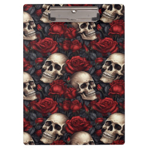 Design der Schädel- und Rose-Serie 10 Klemmbrett