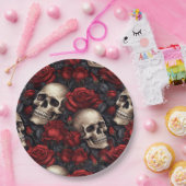 Design der Schädel- und Rose-Serie 10 Pappteller (Party)