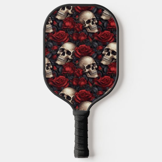 Design der Schädel- und Rose-Serie 10 Pickleball Schläger (Vorderseite)