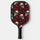 Design der Schädel- und Rose-Serie 10 Pickleball Schläger (Rückseite)