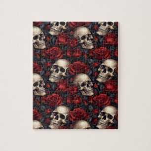 Design der Schädel- und Rose-Serie 10 Puzzle