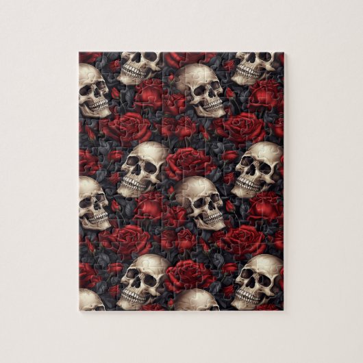 Design der Schädel- und Rose-Serie 10 Puzzle (Vertikal)