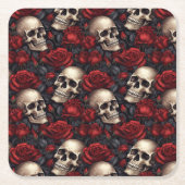 Design der Schädel- und Rose-Serie 10 Rechteckiger Pappuntersetzer (Vorderseite)