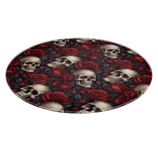 Design der Schädel- und Rose-Serie 10 Schneidebrett (Ecke)