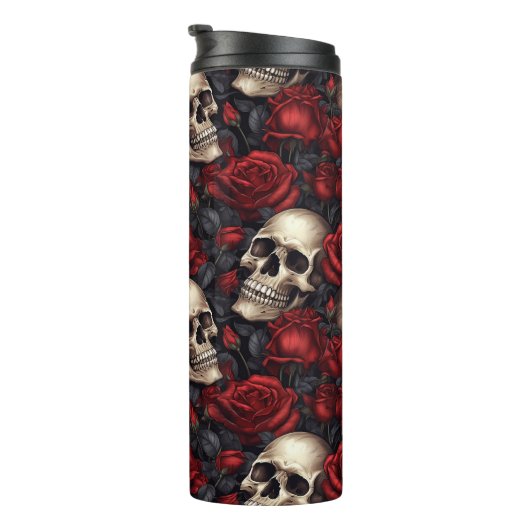 Design der Schädel- und Rose-Serie 10 Thermosbecher (Nach rechts gedreht)