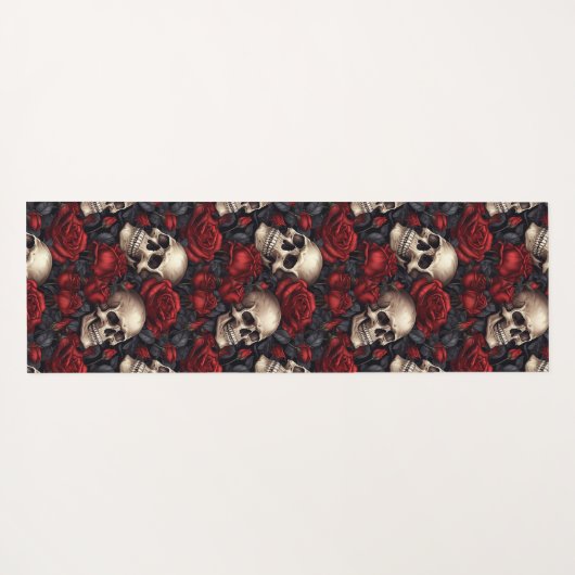 Design der Schädel- und Rose-Serie 10 Yogamatte (Rückseite (Horizontal))