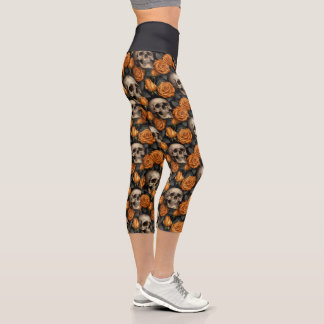 Design der Schädel- und Rose-Serie 11 Capri Leggings