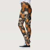 Design der Schädel- und Rose-Serie 11 Leggings (Links)