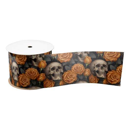 Design der Schädel- und Rose-Serie 11 Satinband (Spule)