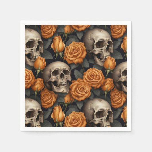 Design der Schädel- und Rose-Serie 11 Serviette (Vorderseite)