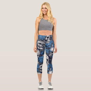Design der Schädel- und Rose-Serie 12 Capri Leggings