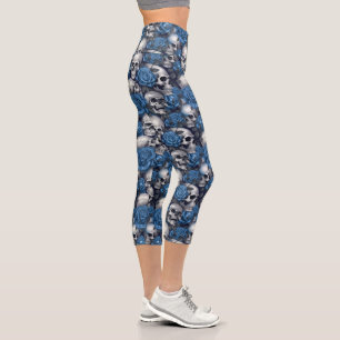 Design der Schädel- und Rose-Serie 12 Capri Leggings