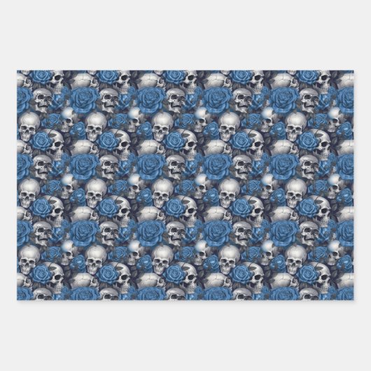 Design der Schädel- und Rose-Serie 12 Geschenkpapier Set (Vorderseite 3)