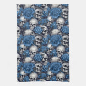 Design der Schädel- und Rose-Serie 12 Geschirrtuch (Vertikal)
