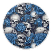 Design der Schädel- und Rose-Serie 12 Keramikknauf (Vorderseite)