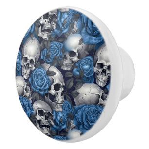 Design der Schädel- und Rose-Serie 12 Keramikknauf
