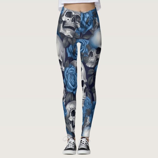Design der Schädel- und Rose-Serie 12 Leggings (Vorderseite)