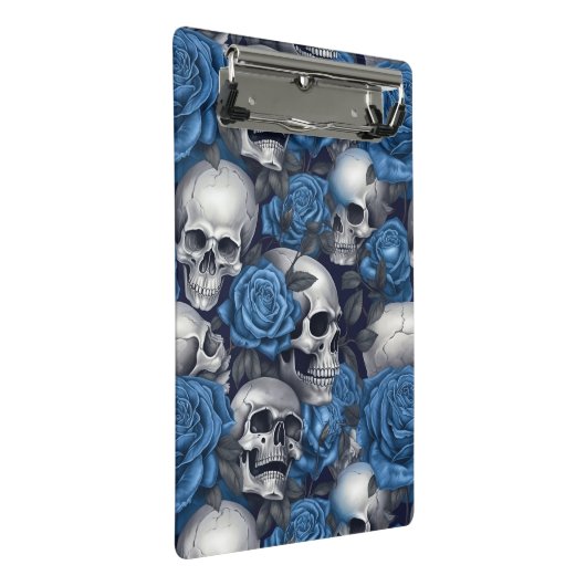 Design der Schädel- und Rose-Serie 12 Mini Klemmbrett (Schrägansicht)