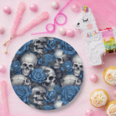 Design der Schädel- und Rose-Serie 12 Pappteller (Party)