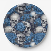 Design der Schädel- und Rose-Serie 12 Pappteller (Vorderseite)