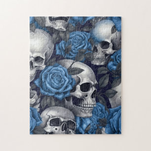 Design der Schädel- und Rose-Serie 12 Puzzle