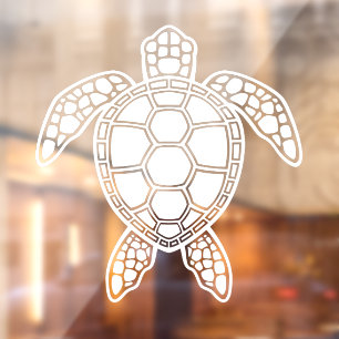 Design der Schildkröte im Grünen - Weiß Fensteraufkleber