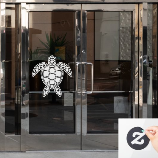 Design der Schildkröte im Grünen - Weiß Fensteraufkleber (Büro Tür)