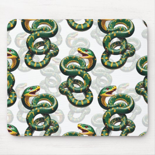 Design der Schlange im weißen Hintergrund Mousepad (Vorne)