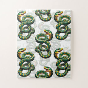 Design der Schlange im weißen Hintergrund Puzzle