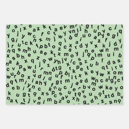 Design der schwarzen Alphabet-Buchstaben Geschenkpapier Set (Vorderseite)