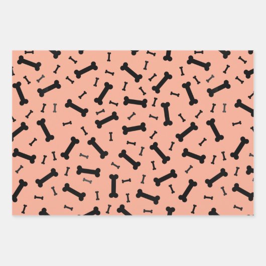 Design der schwarzen Hundeknochen Geschenkpapier Set (Vorderseite)