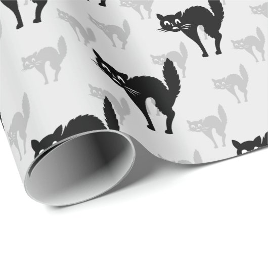 Design der Schwarzen Katze-Schatten-Silhouette Geschenkpapier (Rolleneckpunkt)
