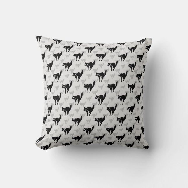 Design der Schwarzen Katze-Schatten-Silhouette Kissen (Vorderseite)