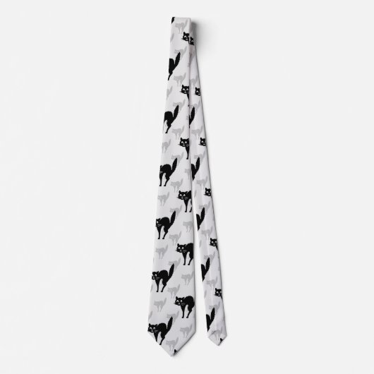 Design der Schwarzen Katze-Schatten-Silhouette Krawatte (Vorderseite)