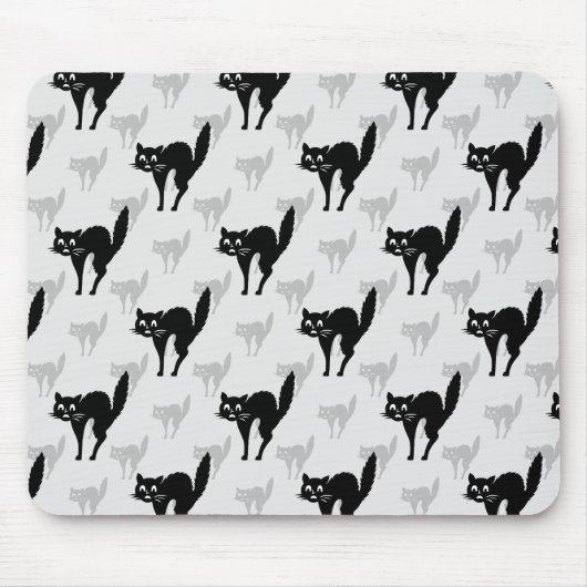 Design der Schwarzen Katze-Schatten-Silhouette Mousepad (Vorne)