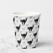 Design der Schwarzen Katze-Schatten-Silhouette Pappbecher (Rückseite)