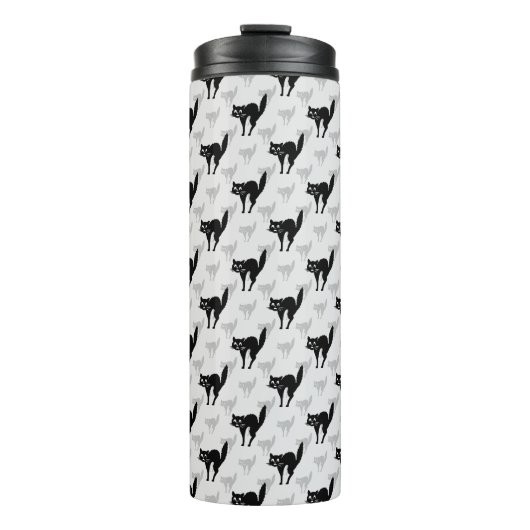 Design der Schwarzen Katze-Schatten-Silhouette Thermosbecher (Vorderseite)