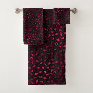 Design der Serie Burgund und Gold Leopard 3 Badhandtuch Set