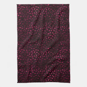 Design der Serie Burgund und Gold Leopard 3 Geschirrtuch