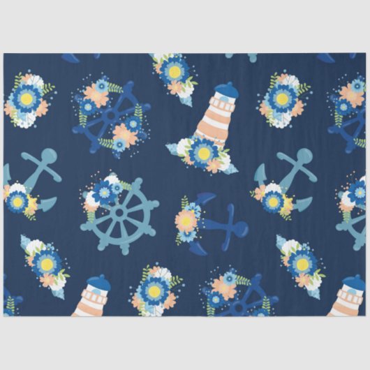 Design der Serie "Floral Nautic" 6 Seidenpapier (Vorderseite)