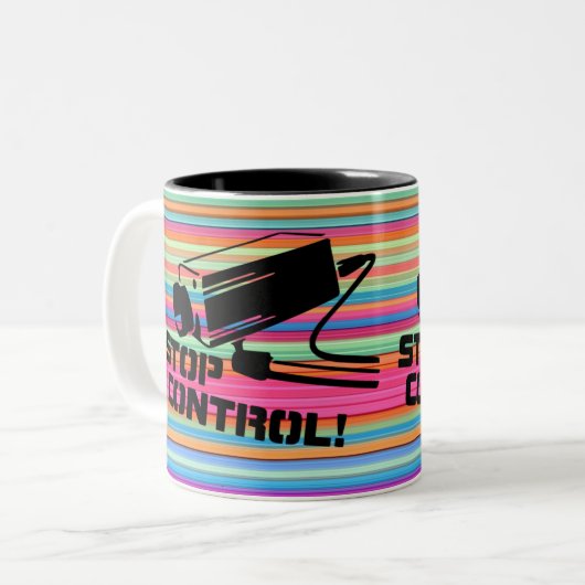 Design der Sicherheitskamera-Datenschutz Zweifarbige Tasse (Vorderseite Links)