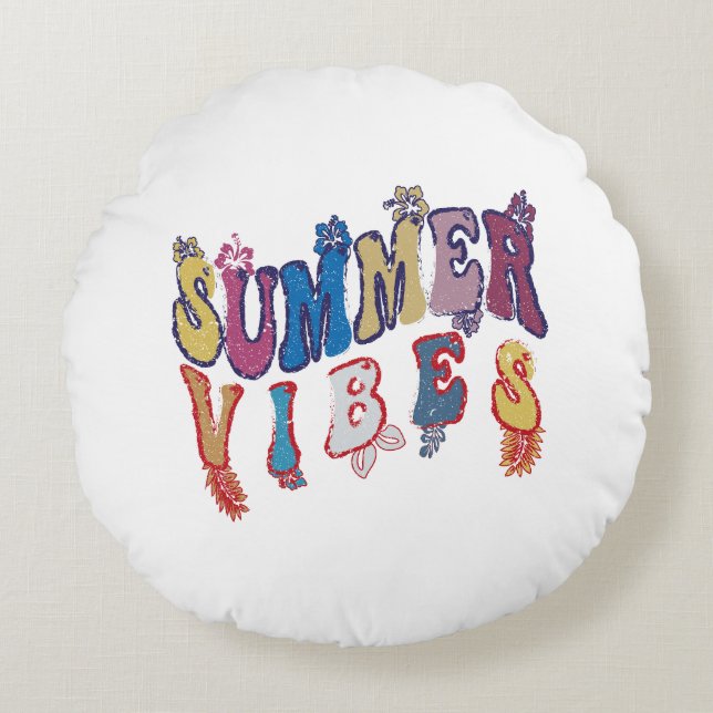 Design der Sommervibes Rundes Kissen (Vorderseite)