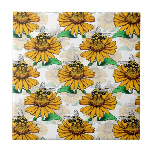 Design der Sonnenblumen-Blume Fliese (Vorderseite)